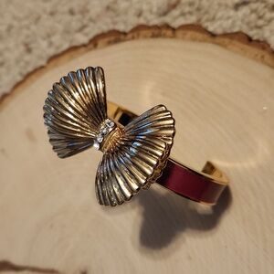 Lilly Pulitzer Gold & Pink Bow Design Cuff Bracelet